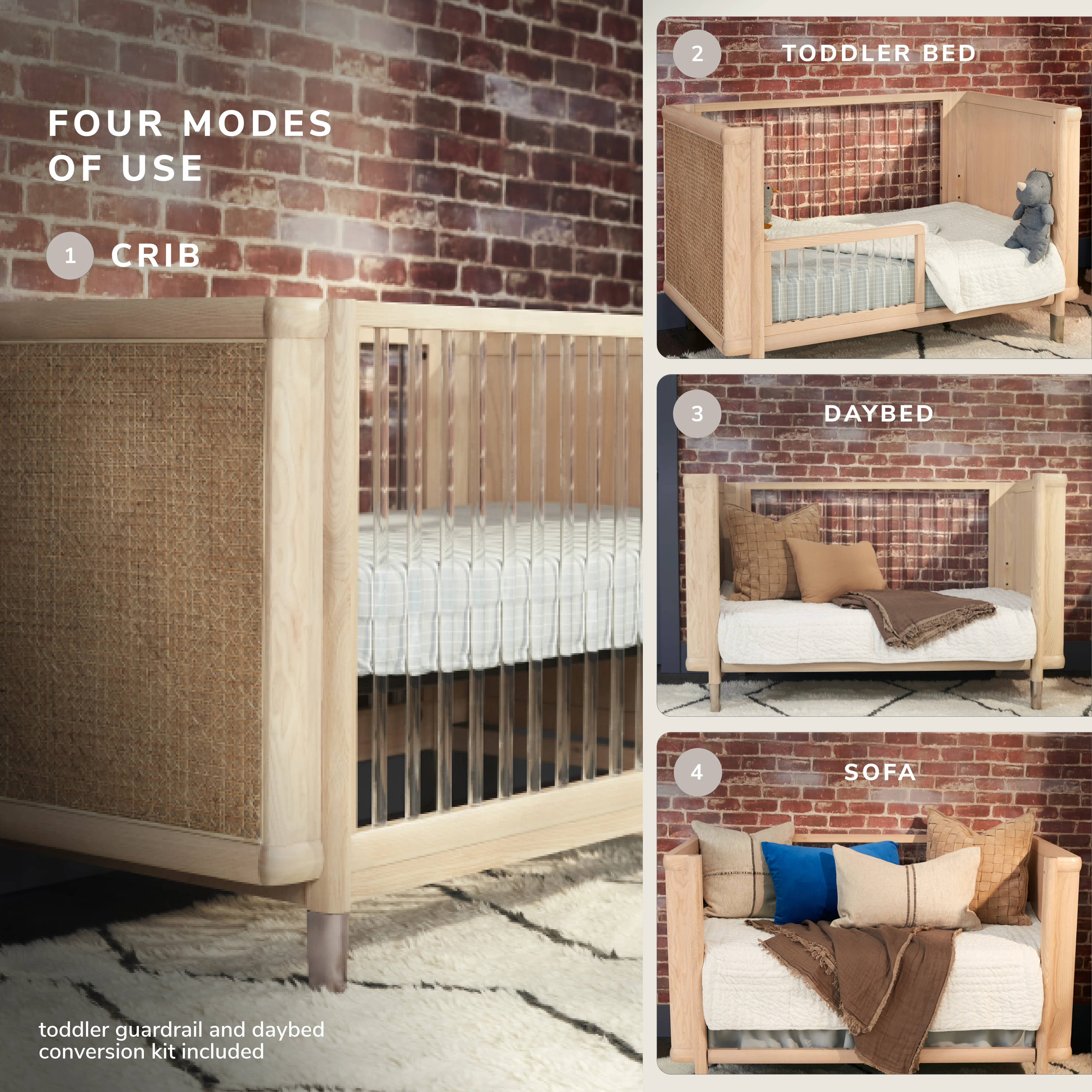 206-brisa-4-in-1-convertible-crib-with-toddler-bed-daybed-conversion-kit-3.webp Brisa 4-in-1 Convertible Crib with Toddler Bed/Daybed Conversion Kit