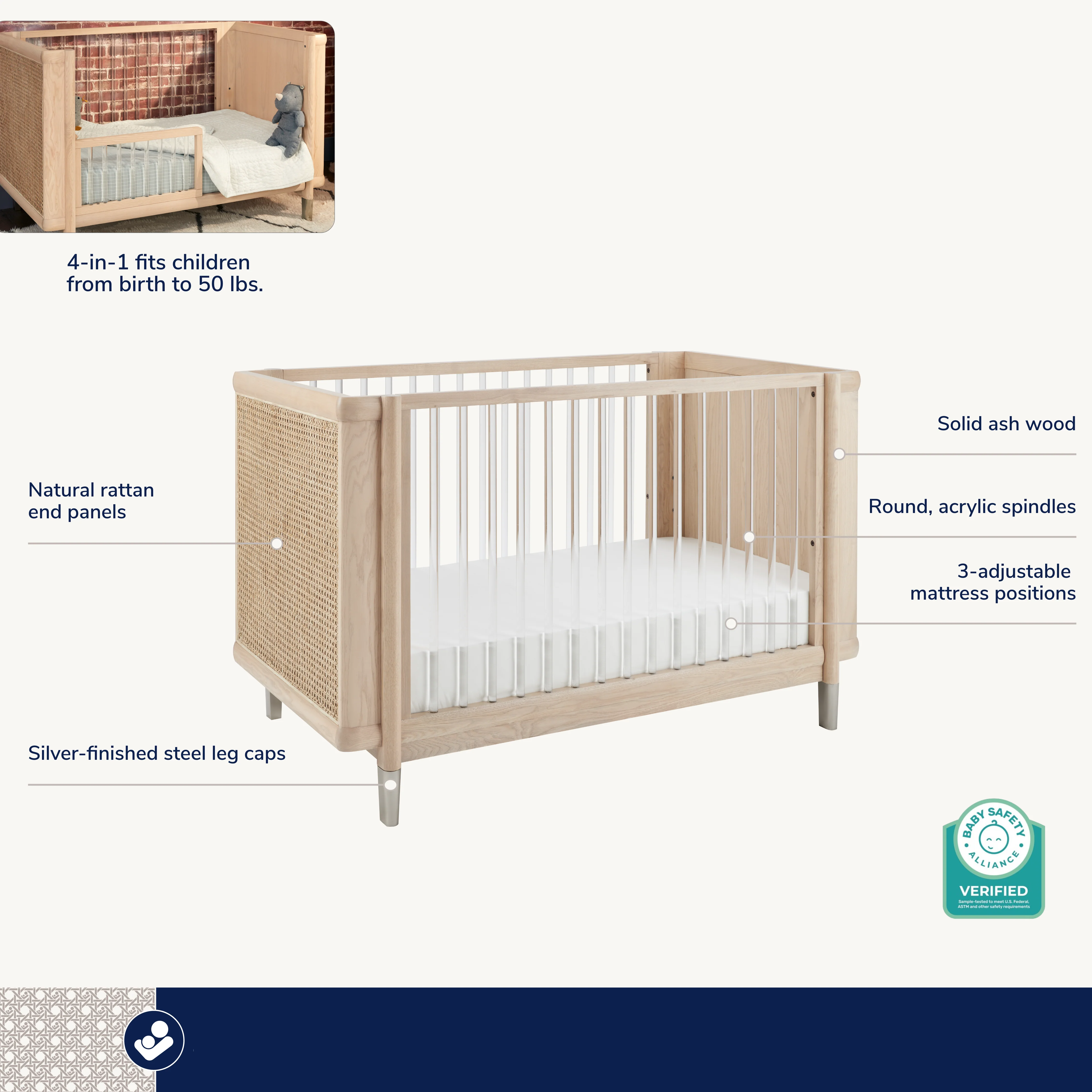 206-brisa-4-in-1-convertible-crib-with-toddler-bed-daybed-conversion-kit-4.webp Brisa 4-in-1 Convertible Crib with Toddler Bed/Daybed Conversion Kit