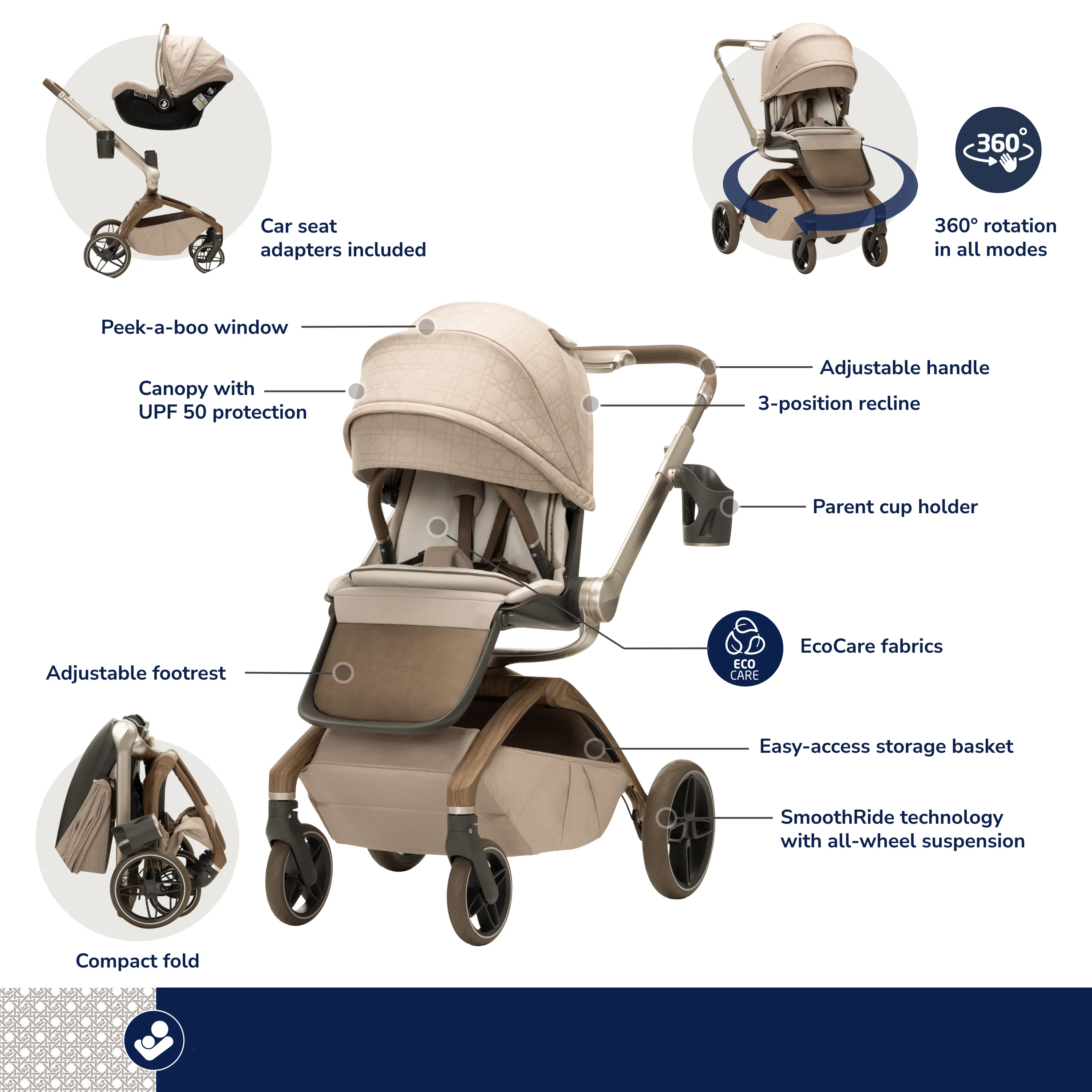376-tana-360-rotating-modular-stroller-with-carriage-accessory-in-natural-heritage-4.webp Tana 360° Rotating Modular Stroller with Carriage Accessory in Natural Heritage