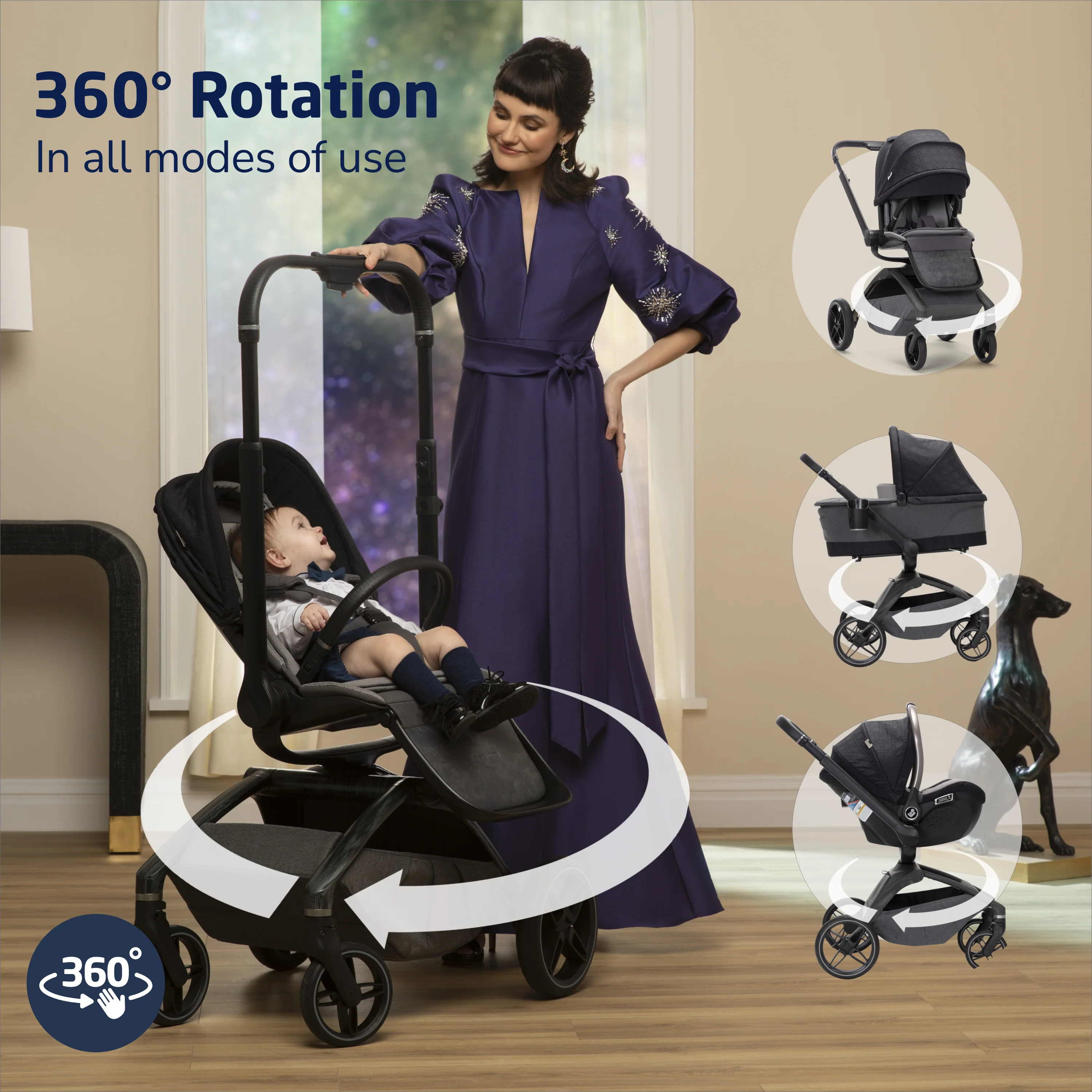 401-tana-360-rotating-modular-stroller-with-carriage-accessory-in-onyx-heritage-6.webp Tana 360° Rotating Modular Stroller with Carriage Accessory in Onyx Heritage